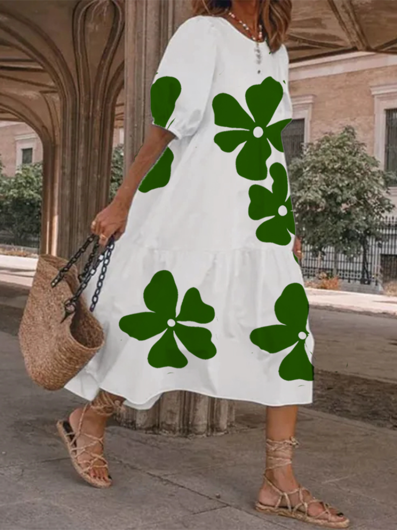 Leaf Pattern Print Stylish Summer Dress