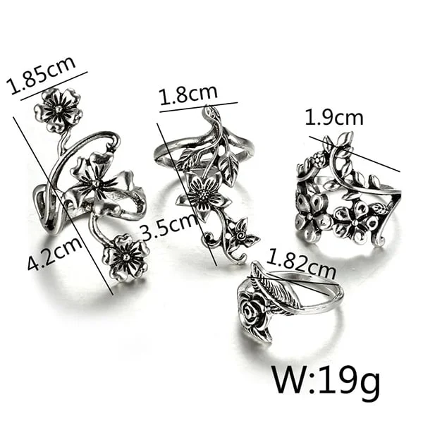 🔥Last Day 75% OFF🎁4Pc Vintage Flower Ring Set