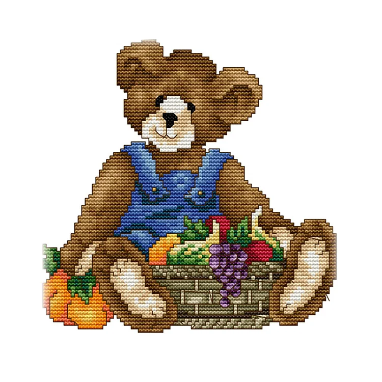 Cartoon Bear11 14CT Printed Cross Stitch Kits (21*21CM) fgoby