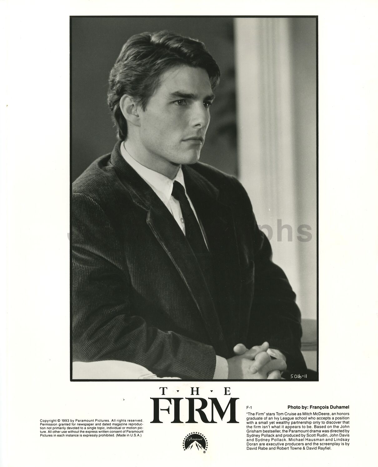 The Firm - 1993 Film - Tom Cruise - Original 8x10 Promotional Photo Poster paintinggraph