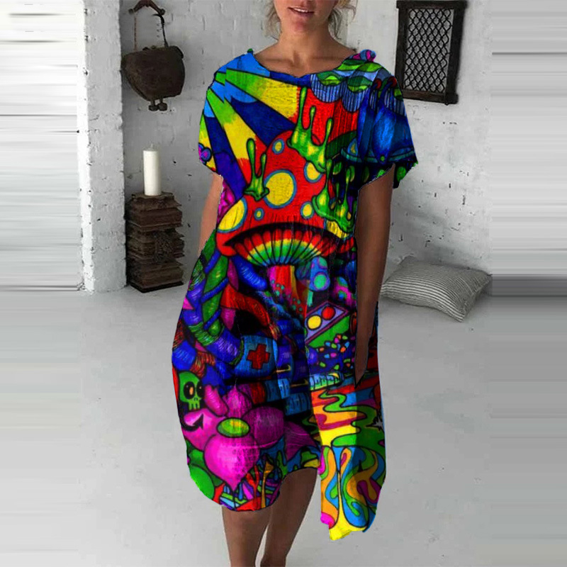 Hippie Contrast Print Midi Dress wearshes