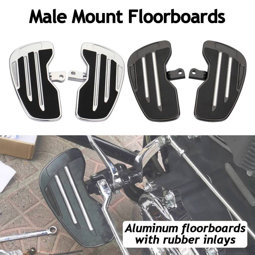 Male Mount Floorboards For Harley Dyna Touring XL1200 XL883 Foot Pegs Footrests