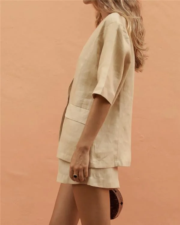 linen refreshing suit jacket shorts suit p125778