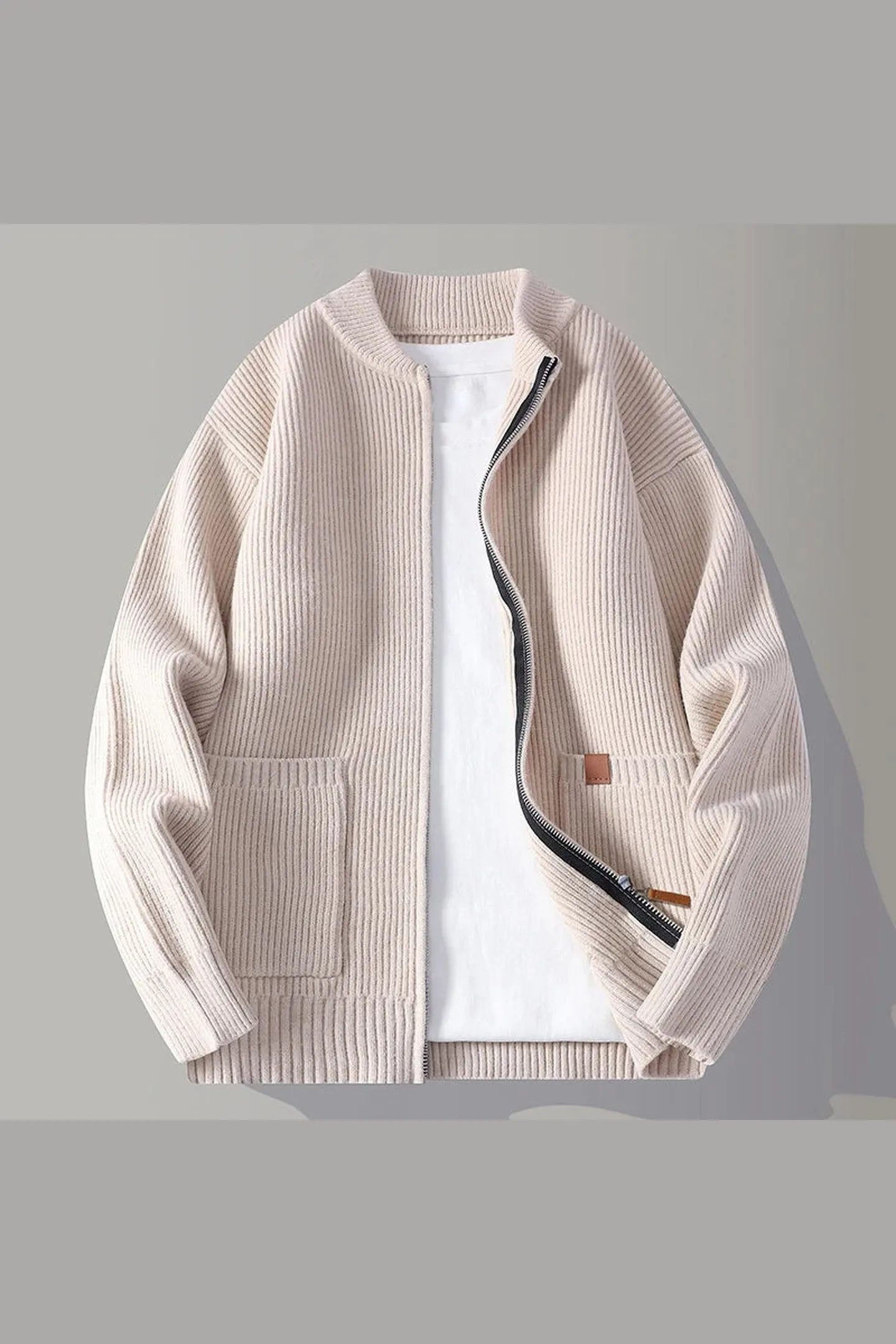 Men's Ribbed Knit Zip-Through Cardigan &ndash; Smart City Layering