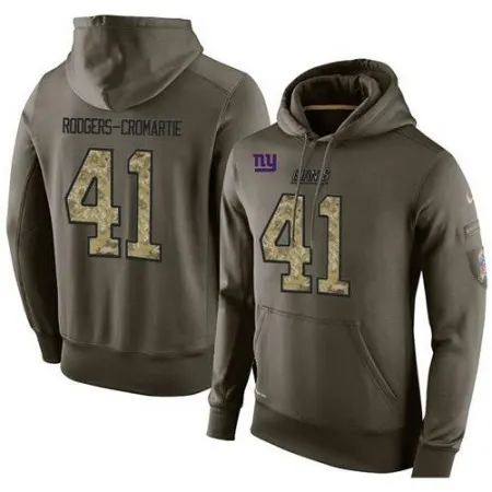 NFL Men's  New York Giants #41 Dominique Rodgers-Cromartie Stitched Green Olive Salute To Service KO Performance Hoodie