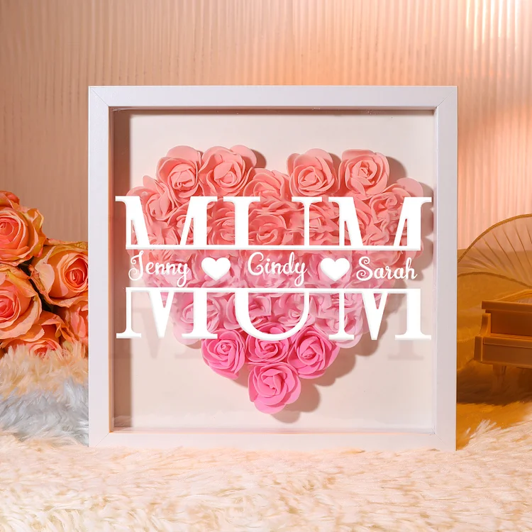 Personalized Mum Name Rose Heart Density Board Frame Custom Text Gift For Mother