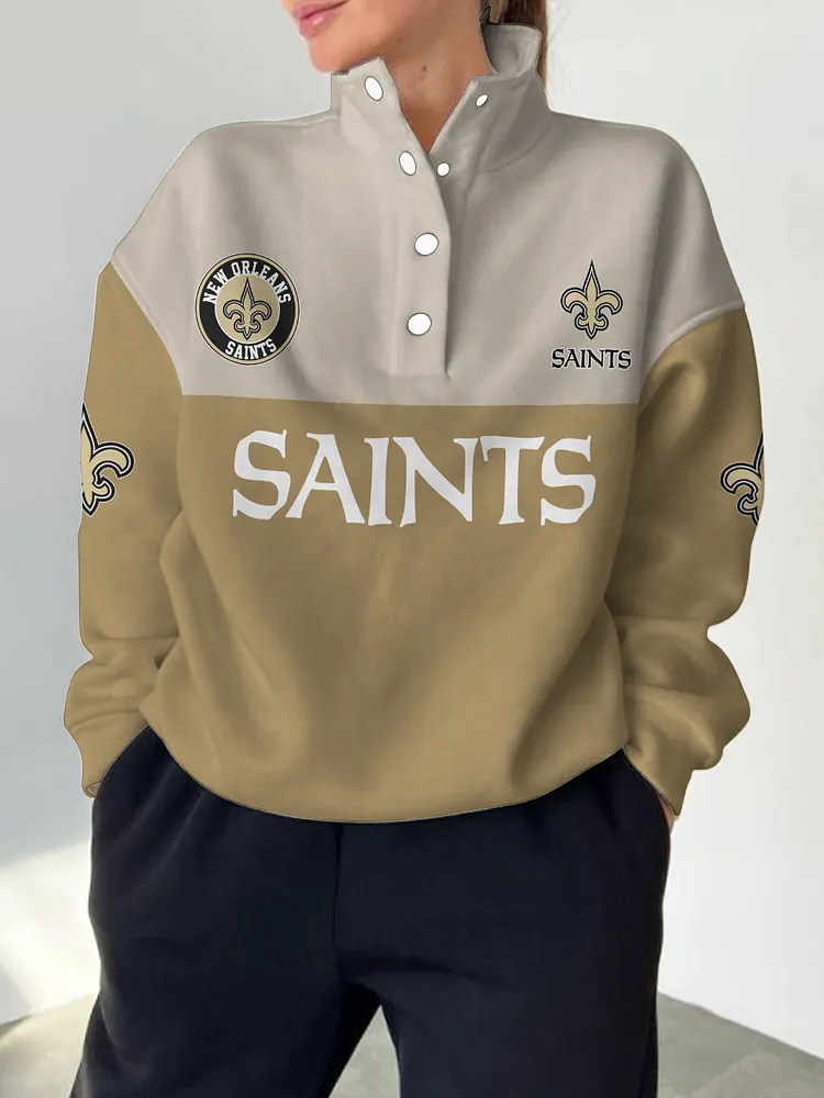 New Orleans Saints  2025 New Design Casual Snap  Mockneck Pullover