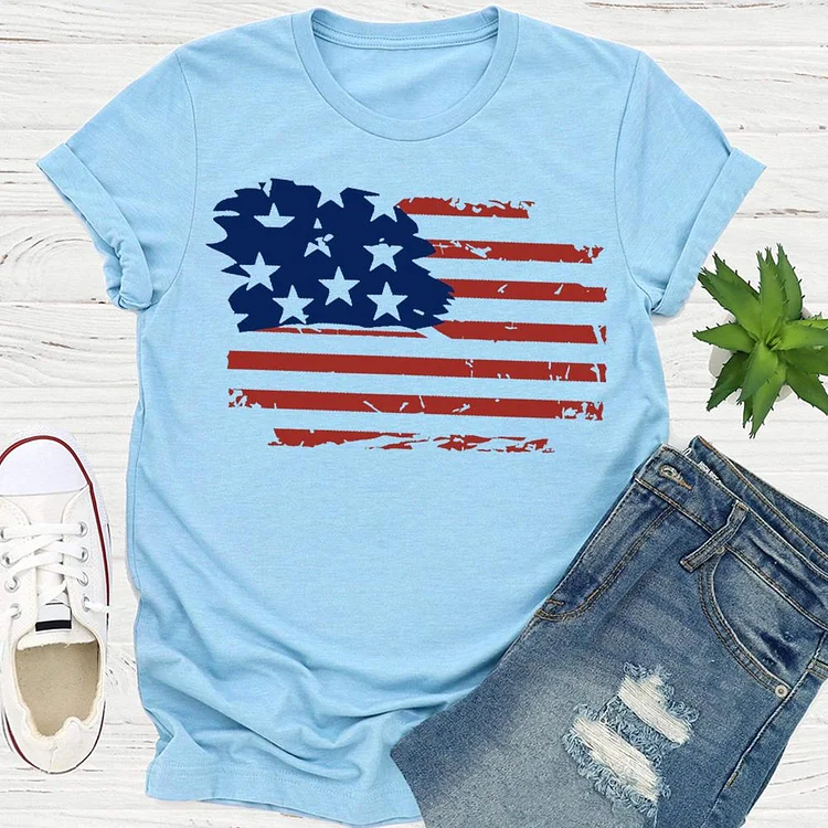 Independence Day Print Flag T-shirt Tee