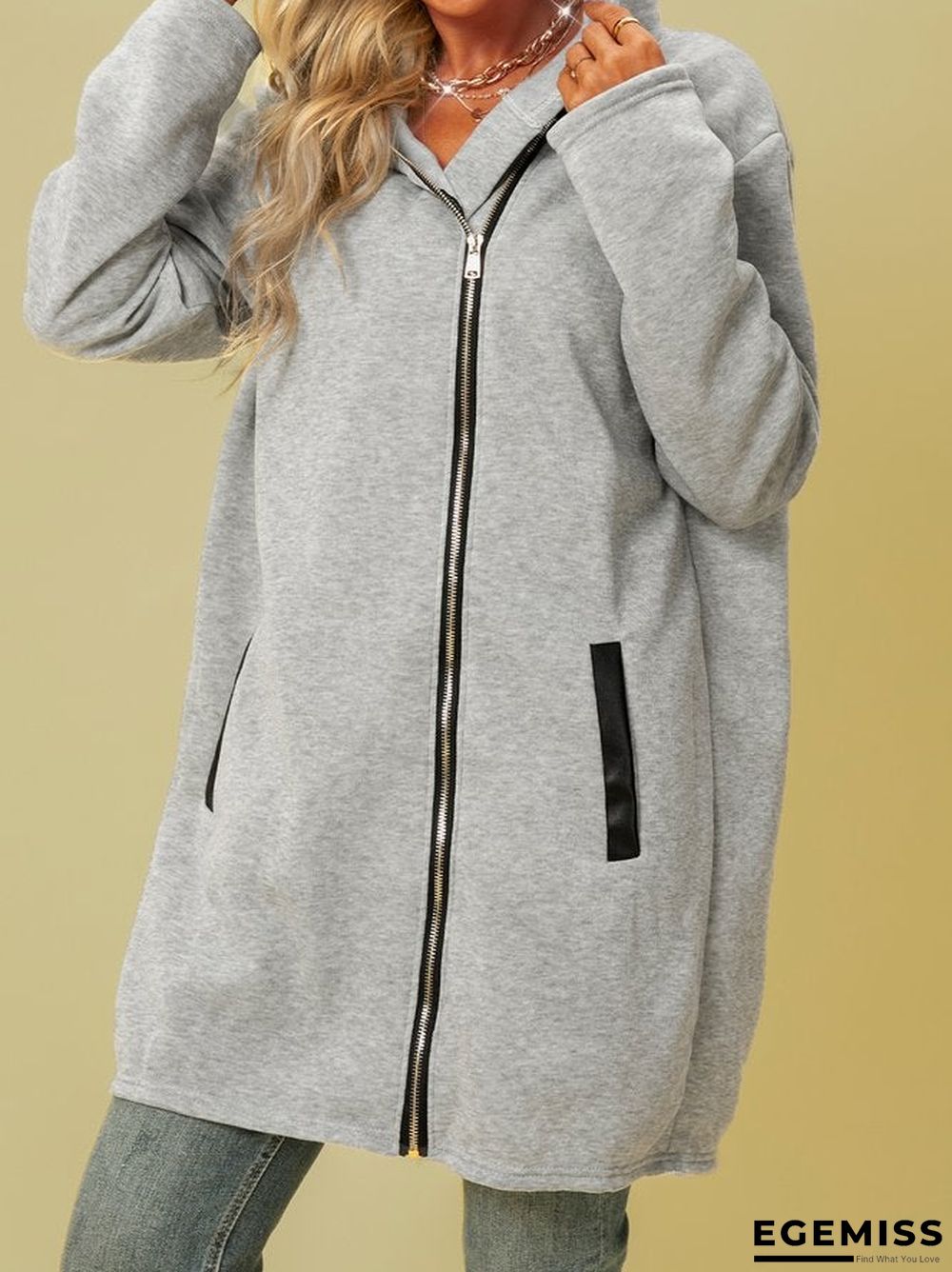 Elegant Plain Long Sleeve Outerwear | EGEMISS