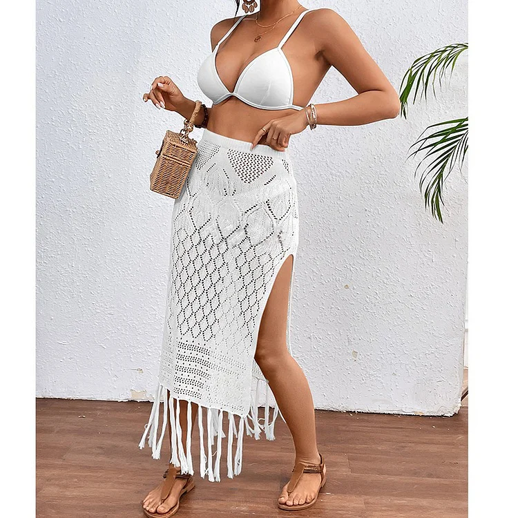 Sexy Beach Vacation  Fringe High Split Skirts