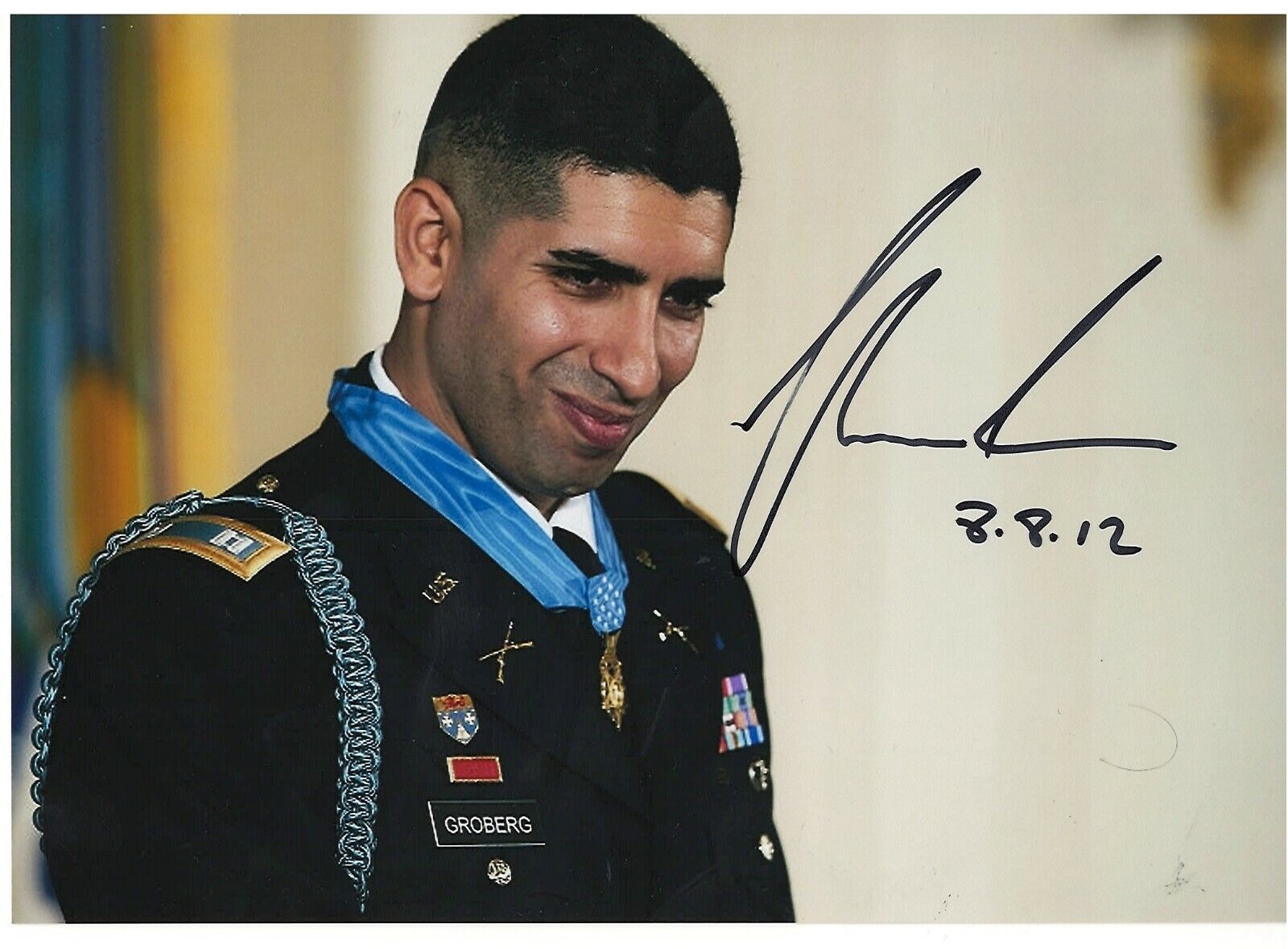 FLO GROBERG 4TH INFANTRY DIVISION MEDAL OF HONOR RECIPIENT RARE SIGNED Photo Poster painting