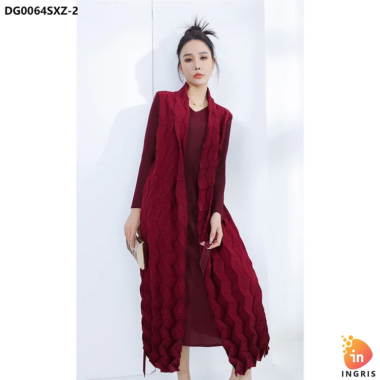 Autumn New French Retro Style 2023 Stand Collar Long Sleeve High Flanged Solid Color Women Long Dress-DG0064SXZ
