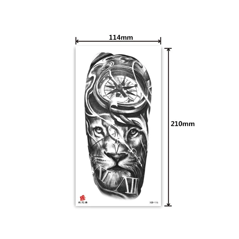 Half-arm waterproof tattoo stickers arm fierce wolf head animal arm lasting cross-border European and American tattoo stickers