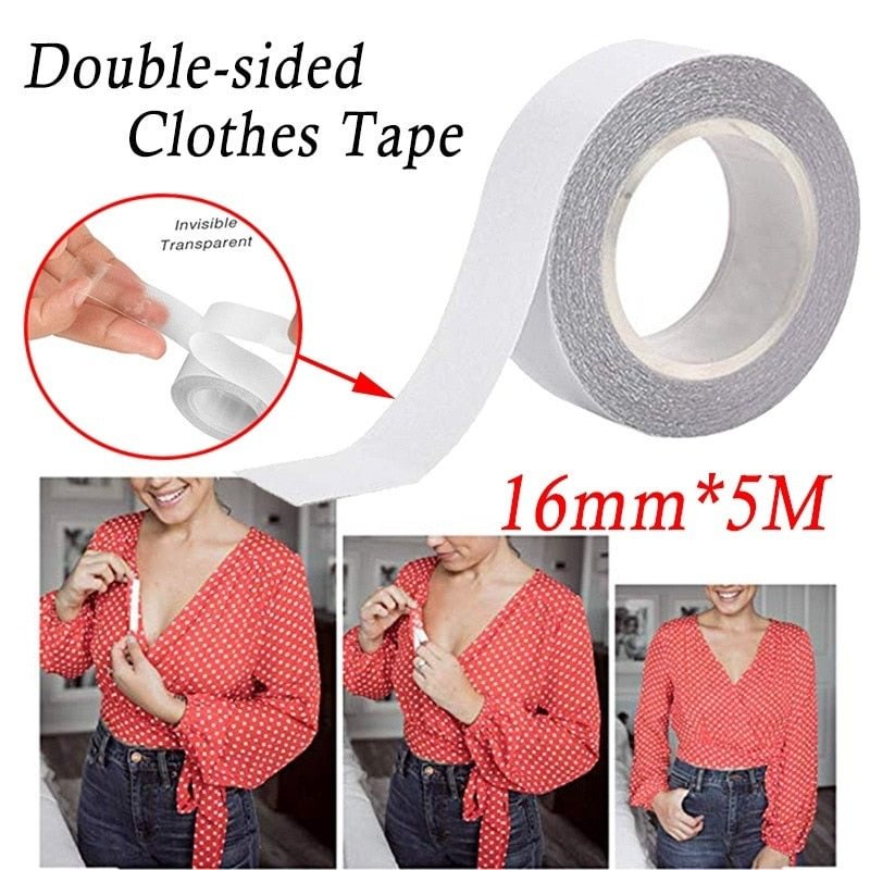 5M Waterproof Dress Cloth Tape Double-sided Secret Body Adhesive Breast Bra Strip Safe Transparent Clear Lingerie Tape