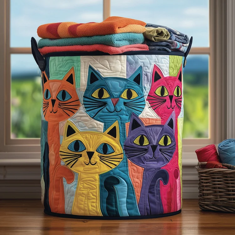 Funky Cat Quilted Laundry Basket GFTONL5917
