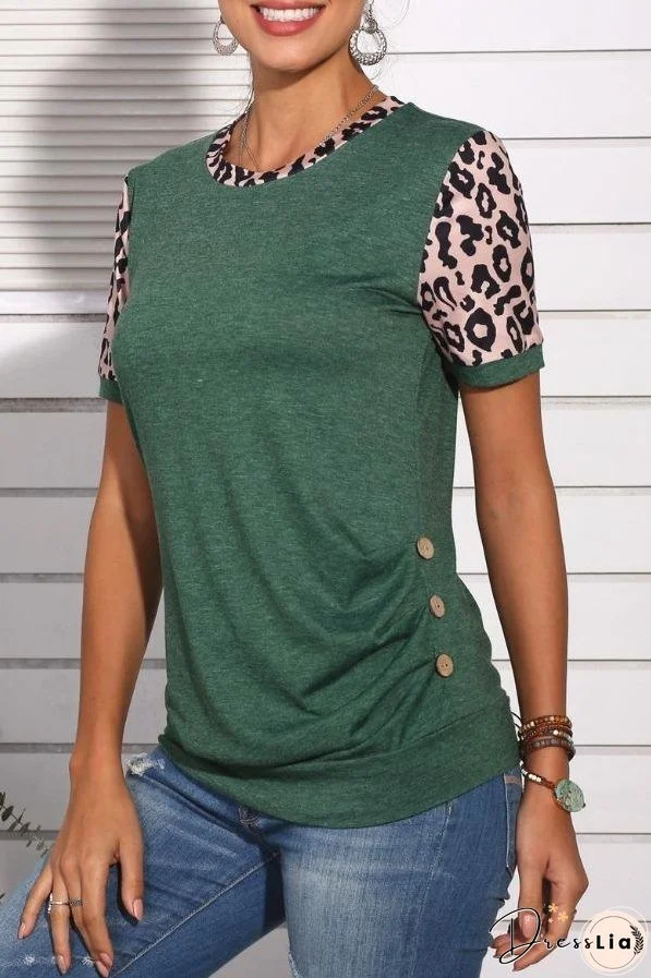 Leopard Patchwork Green T-shirt