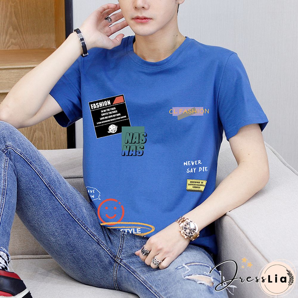 New Casual Summer 100% Cotton O-Neck T-Shirt Outwear Short Sleeve Tees Large Size M-4Xl Tshirt Youth Hip Hop Tops Clothing
