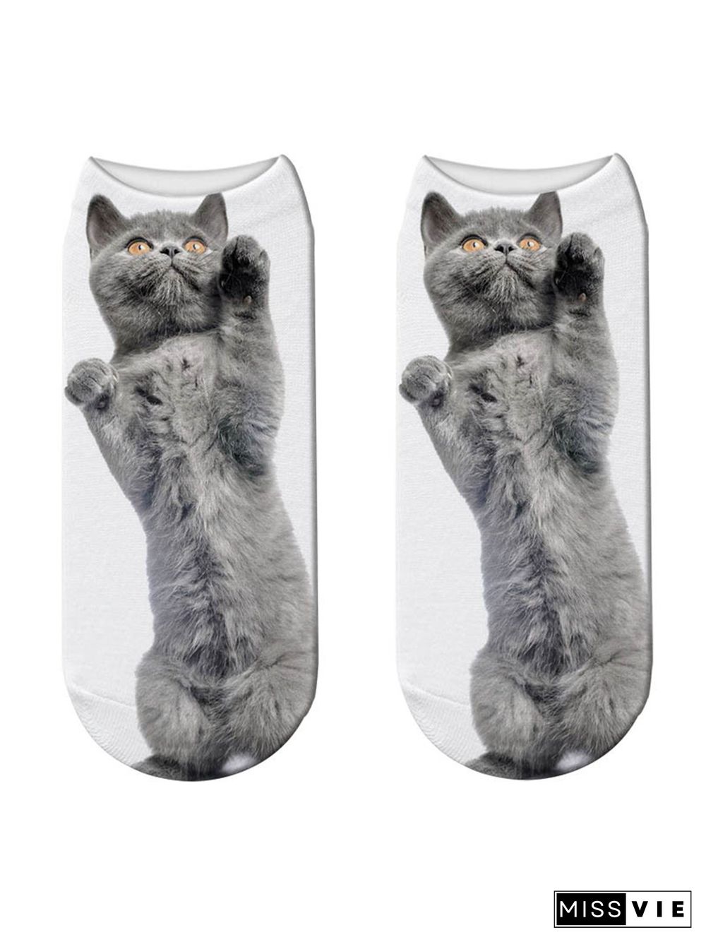 Cotton Knit Cat Pattern Socks