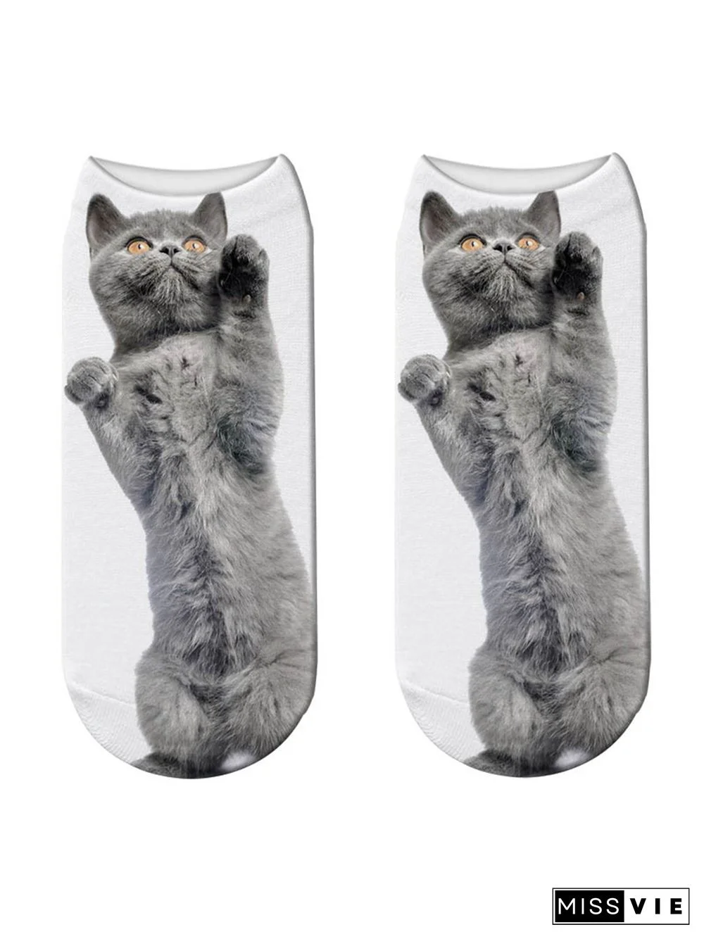 Cotton Knit Cat Pattern Socks