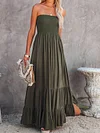 Solid Color Bandeau Bohemia Maxi Dress