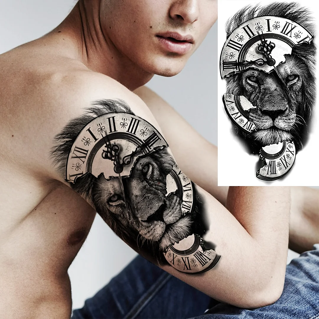 Sdrawing Realistic Black Devil Temporary Tattoos For Men Adult Tiger Pirate Skeleton Vampire Fake Tattoo Forearm Scary Tatoo Joker