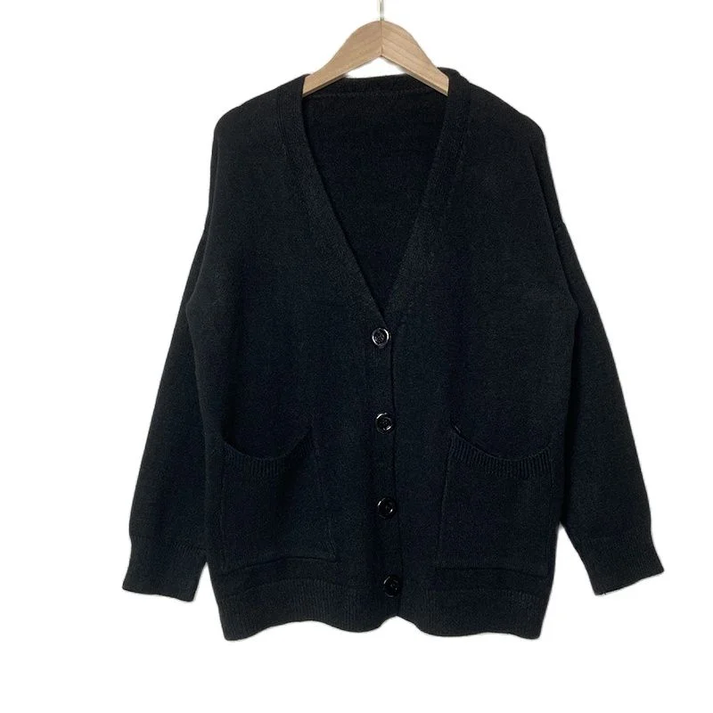 Syiwidii Comfortable Cardigan Women Knitted Sweater Jacket Fall Winter 2021 Harajuku Vintage Tops Black Yellow Brown Soft Coats