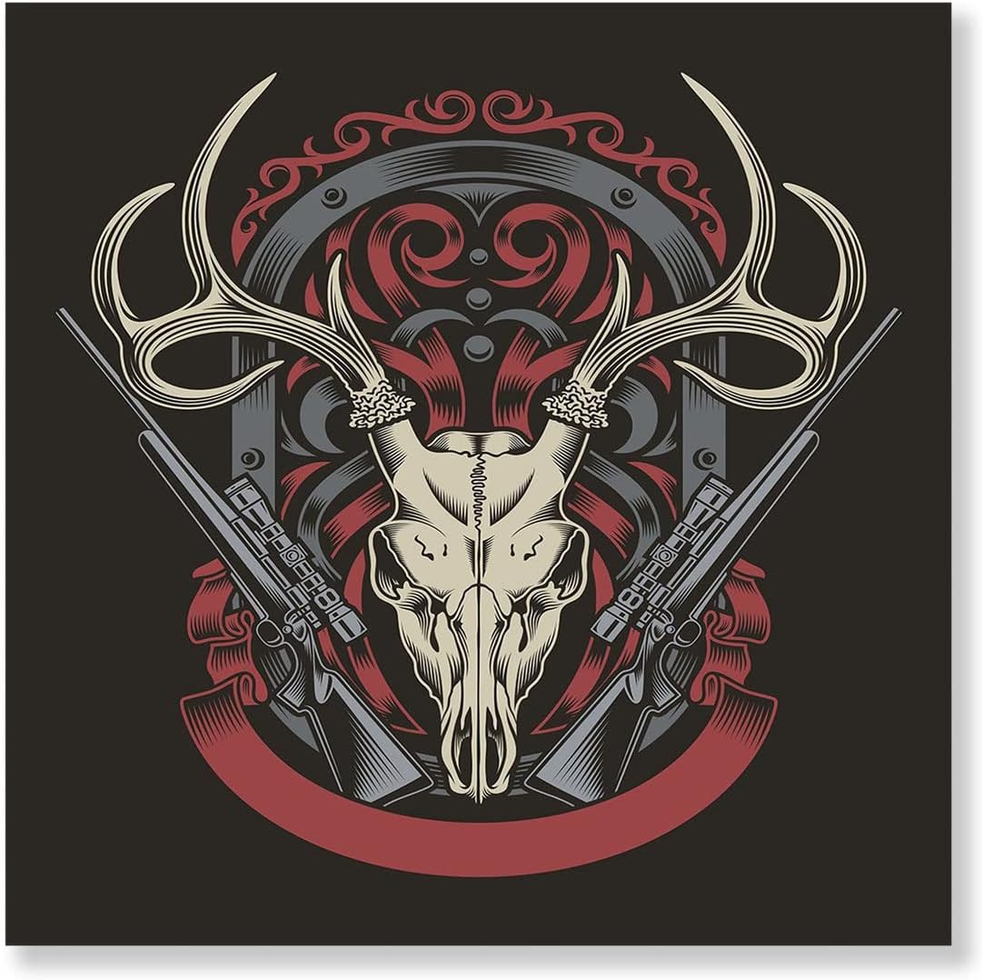 ENPAP Gothic Victorian Deer Antelope Skull Antique Grey Canvas Print Artwork Wall Decor Wall Art Poster Wall Decorations For Living Room Bedroom Office Hallway 16x16 Inch 16x16 inch