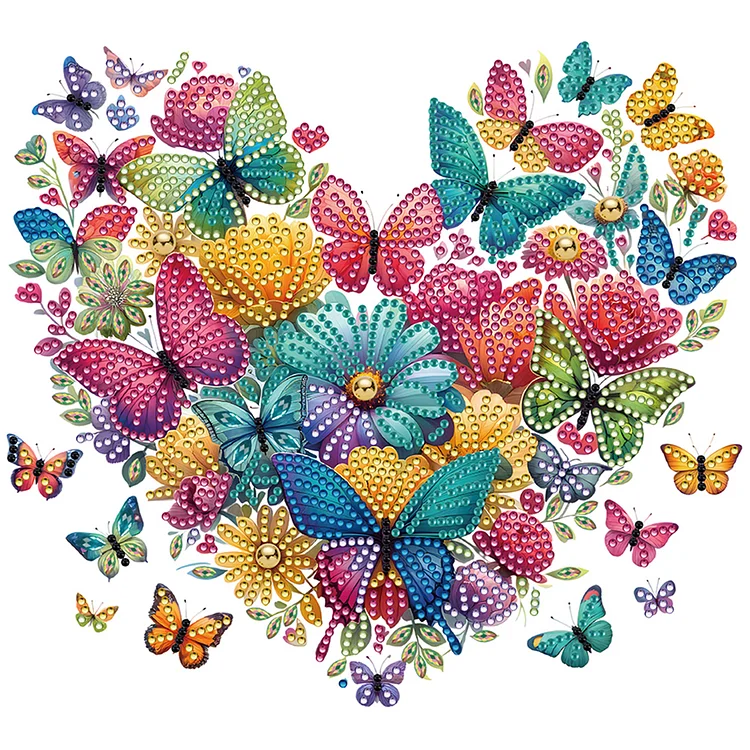 Butterfly Heart - Partial Drill - Special Diamond Painting(30*30cm)