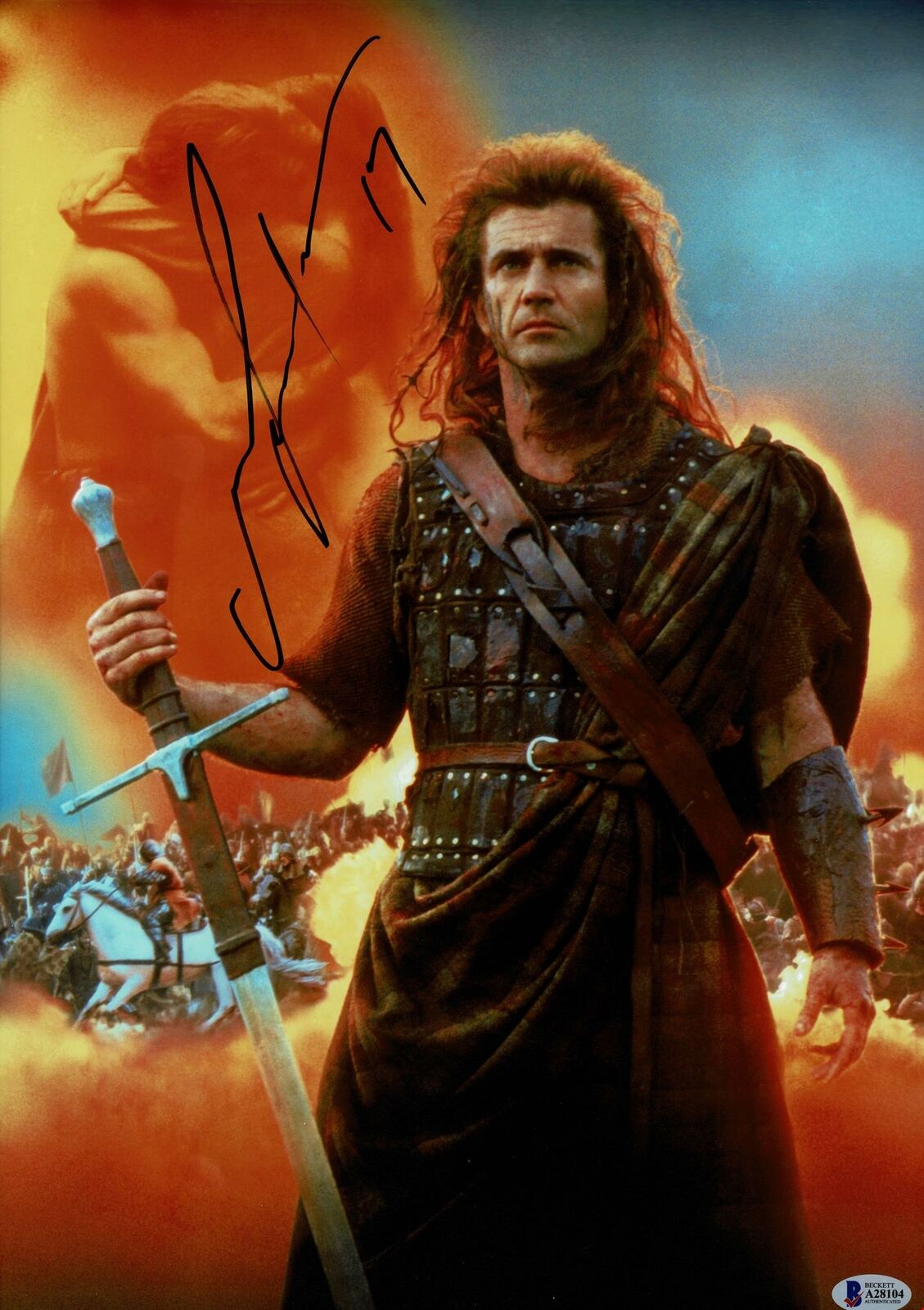 Mel Gibson Signed 18X12 Photo Poster painting BRAVEHEART Genuine Signature BECKETT BAS LOA