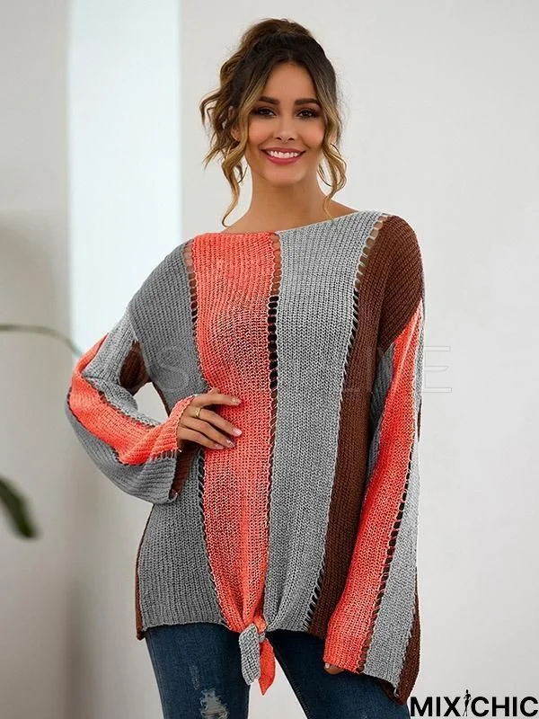 Color-Block Loose Bandage Sweater