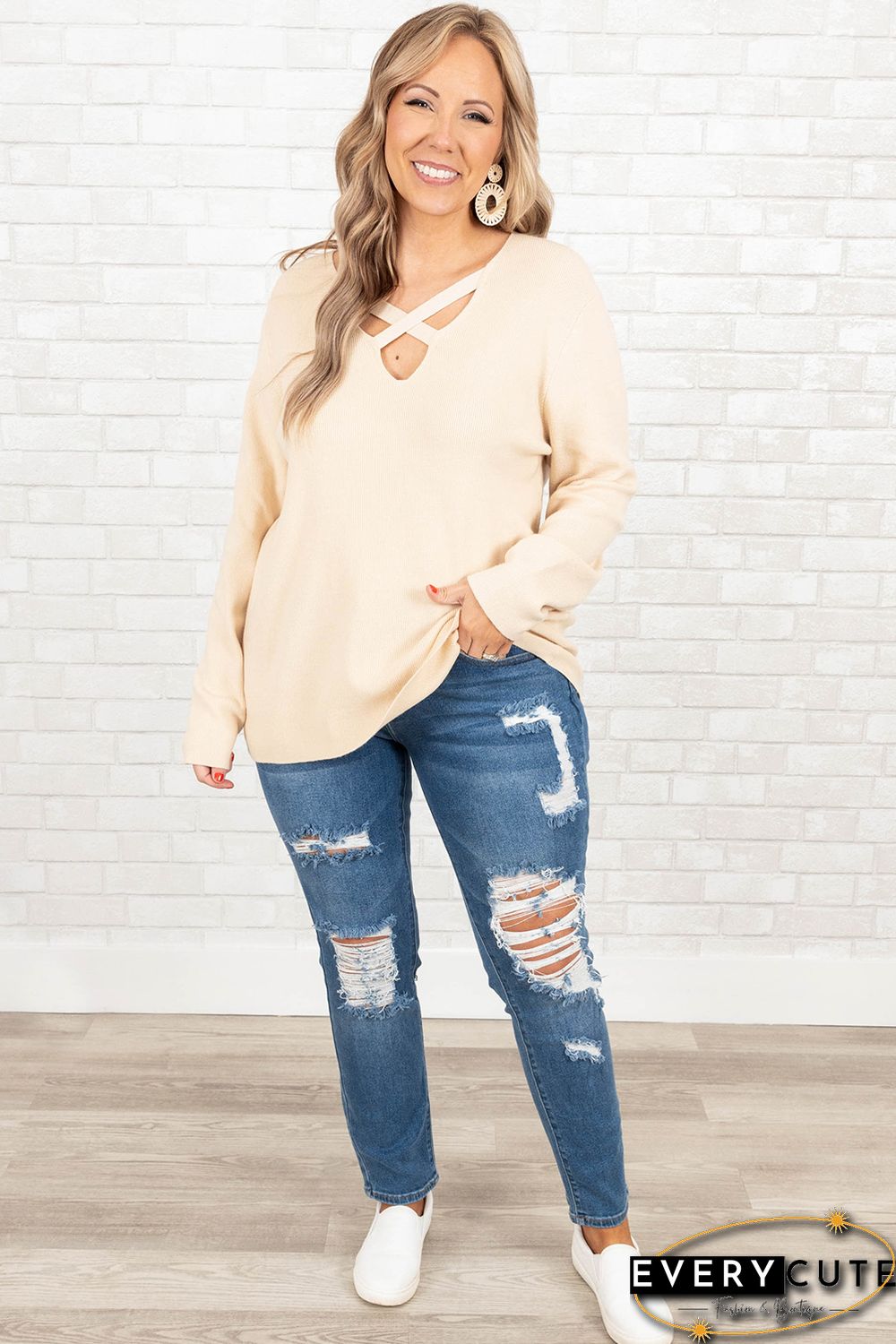 Blue Plus Size Distressed Ripped Skinny Jeans