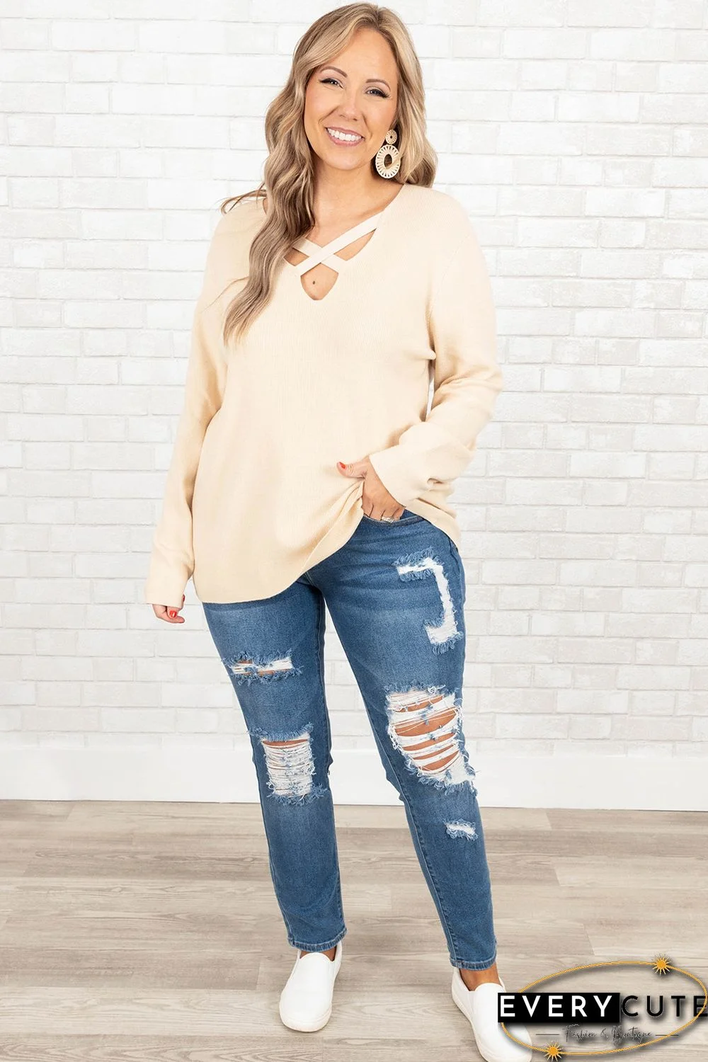 Blue Plus Size Distressed Ripped Skinny Jeans