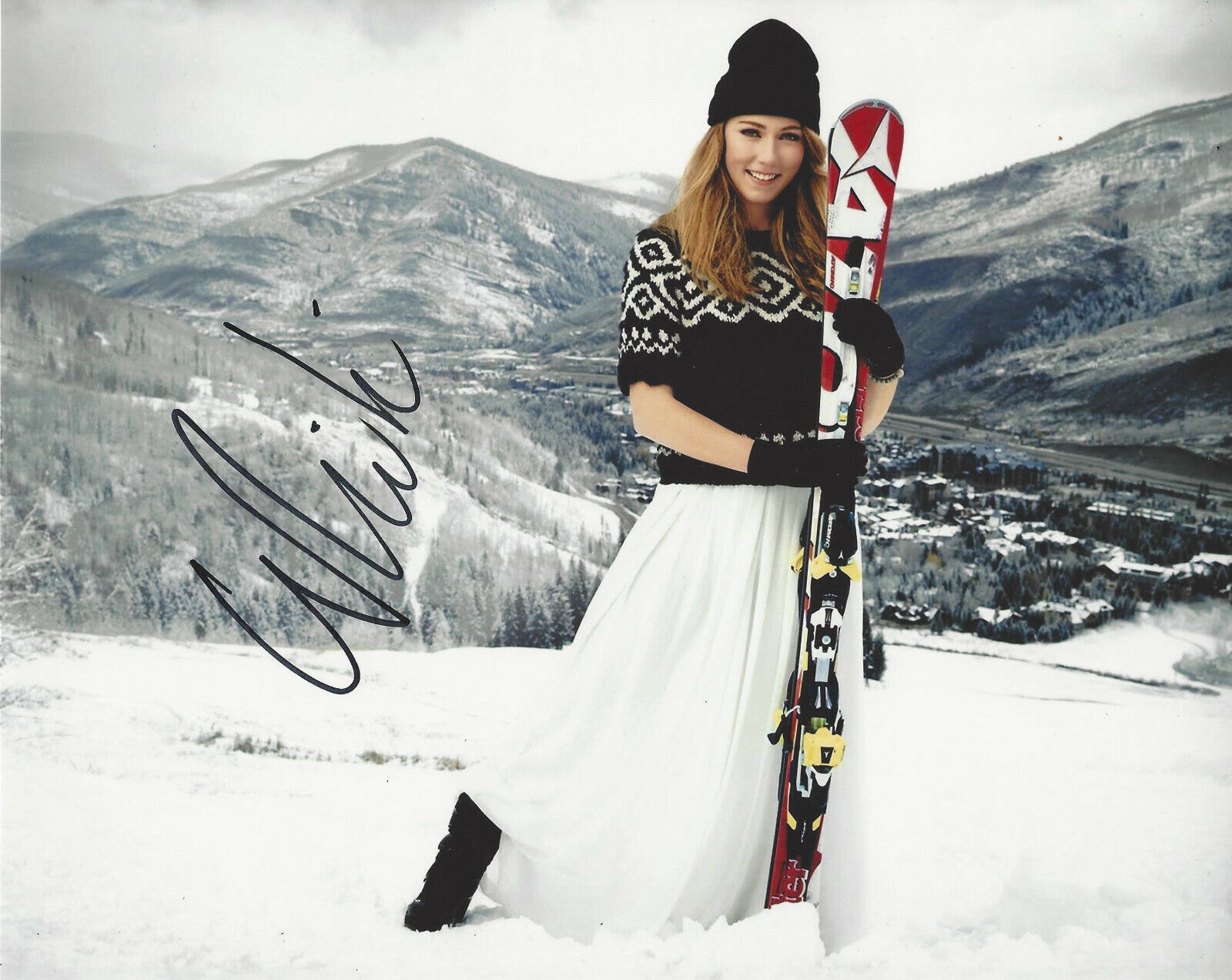 SKIER MIKAELA SHIFFRIN SIGNED 8x10 Photo Poster painting USA OLYMPIC GOLD MEDAL SLALOM F w/COA