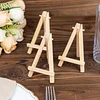 10 Pack | 5" Natural Mini DIY Tabletop Wooden Display Easel Stands, Rustic Place Card Table Number Holders