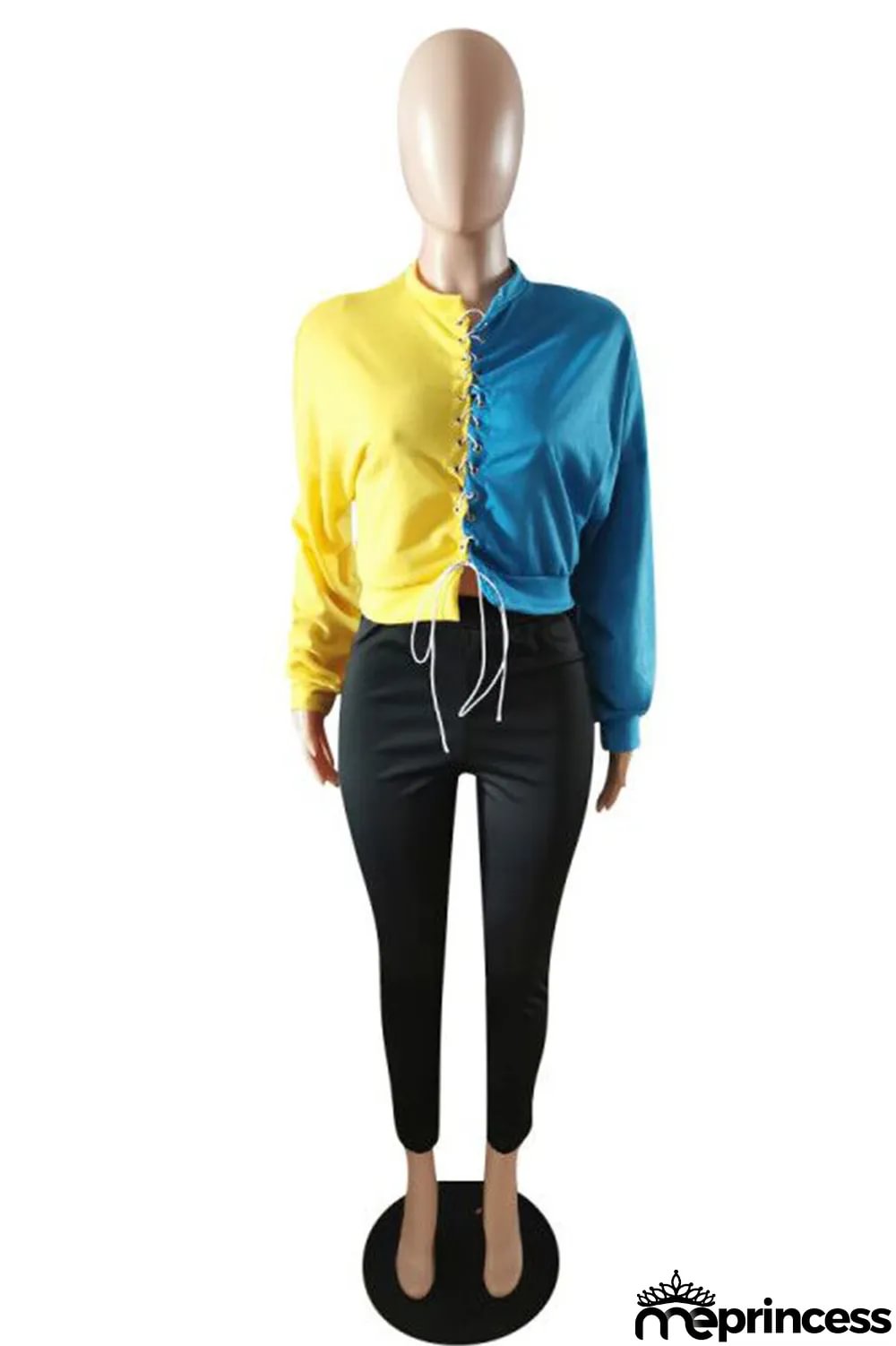 Grey Street Polyester Patchwork Split Joint O Neck Long Sleeve Regular Sleeve Two Pieces
