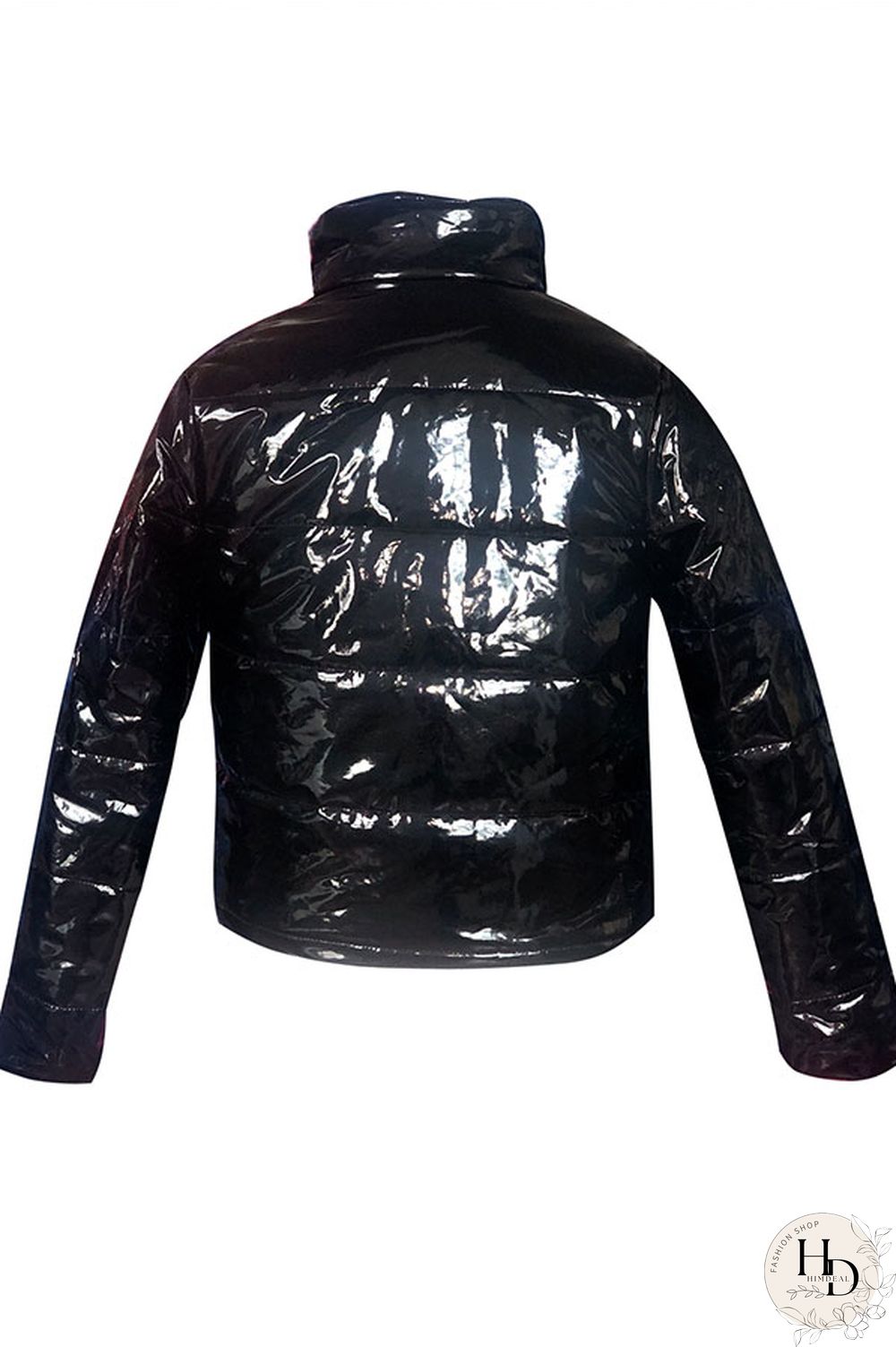 Red Turndown Collar Solid PU Long Sleeve