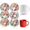 (US Local)6pcs Set Xmas Theme DIY Diamond Painting Coasters Kit with Holder Kit