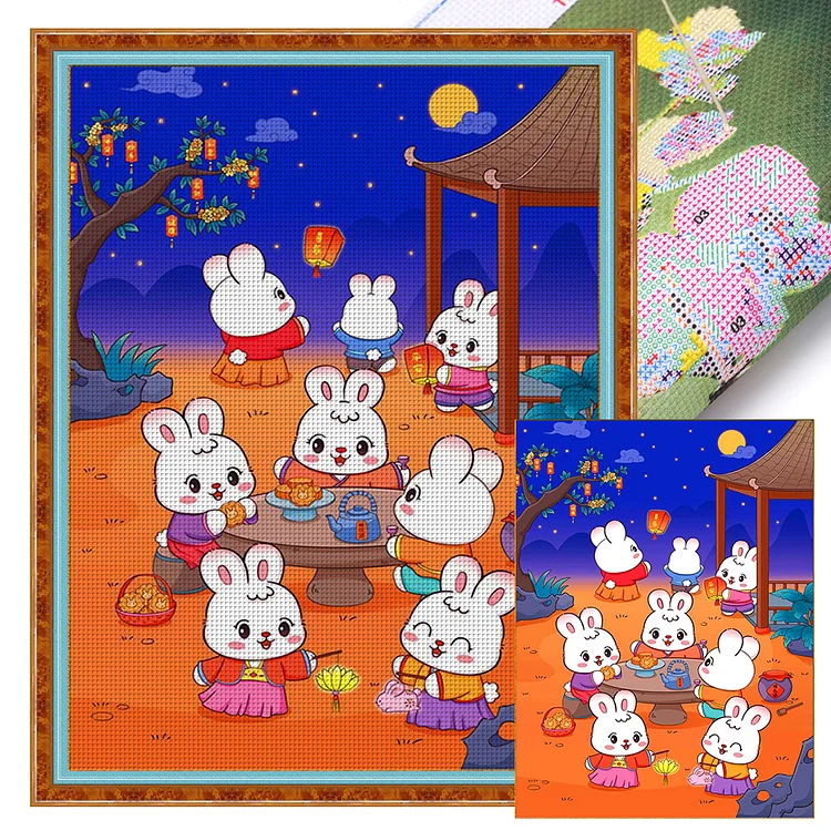 Mid-Autumn Moon-Watching Rabbit (60*80cm)  9CT Stamped Cross Stitch gbfke