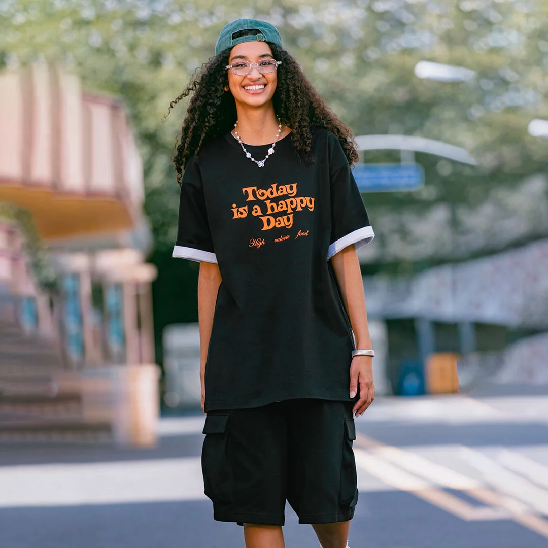 Houndstooth double-sided print T-shirt