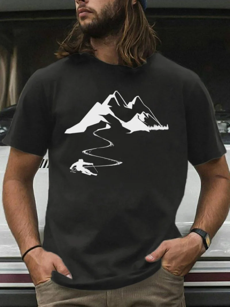 Mountain Skiing Printed Men's T-Shirt in  mildstyles