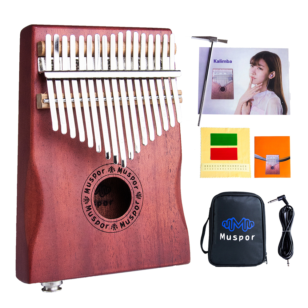 

17 Keys EQ Kalimba Mahogany Thumb Piano Pickup with Audio Cable+Bag Musical, 501 Original