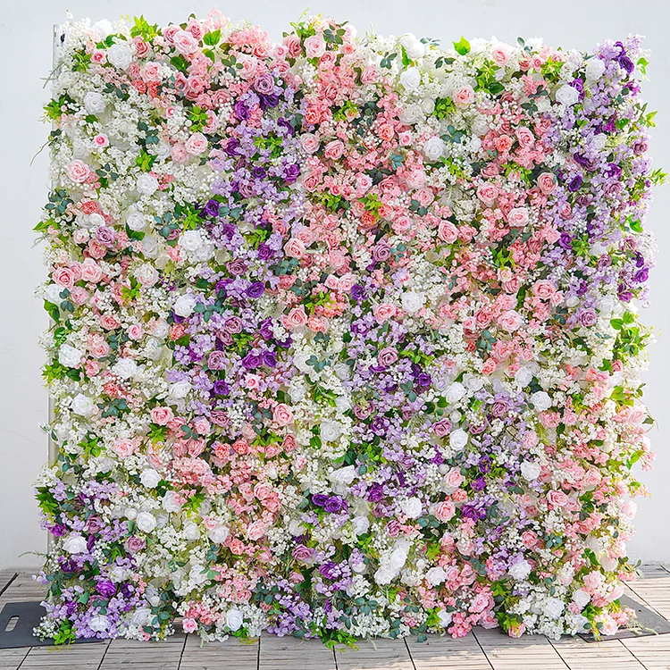 A8628 Roses Baby Breath Fabric Base 5D Roll Up Curtain Flower Wall