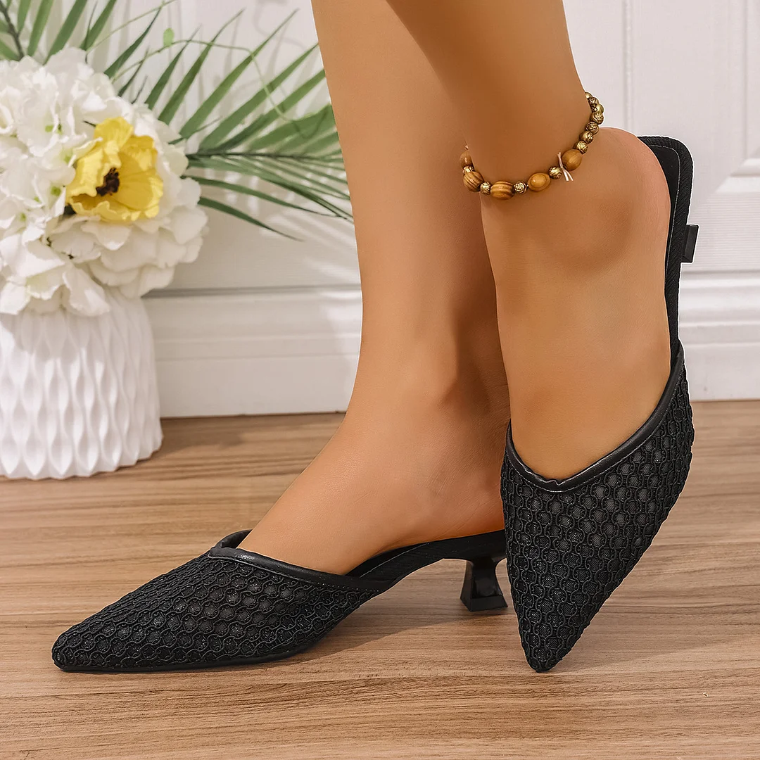 Breakj Breakj 2025 Summer Half Drag Women's Shoes 43 Large Breathable High Heel Slippers Sexy Slippers