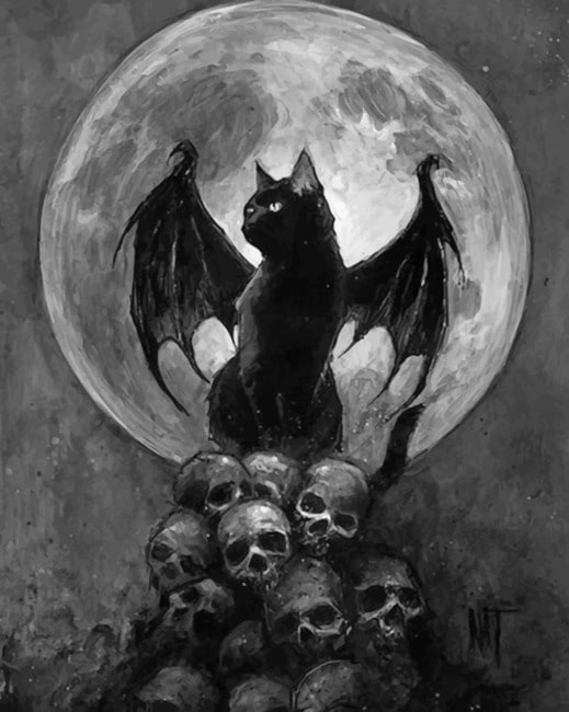 

Bath Cat And Skulls – Paint By Numbers - 40*50CM, 501 Original