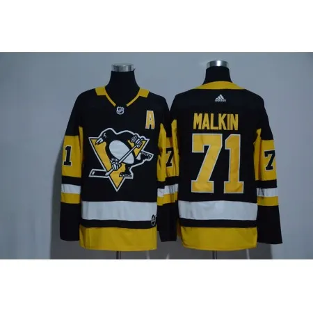 Men's Pittsburgh Penguins #71 Evgeni Malkin Black  Stitched NHL Jersey
