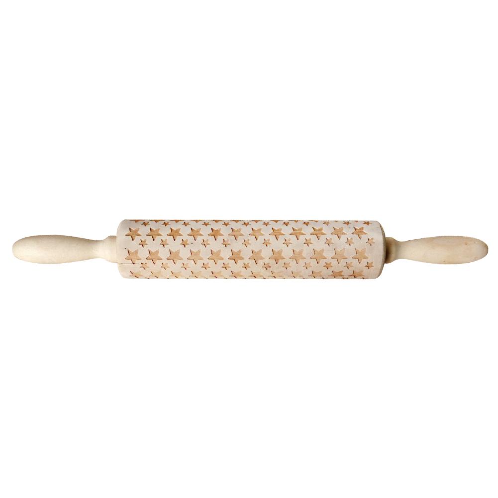 

Wood Embossing Engraved Stars Rolling Pin Stencil for DIY Baking Cookies, 501 Original