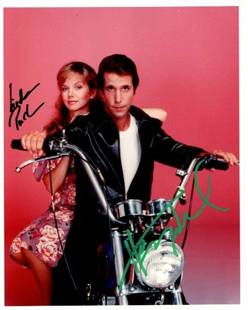 Linda purl and henry winkler signed autographed happy days Photo Poster painting