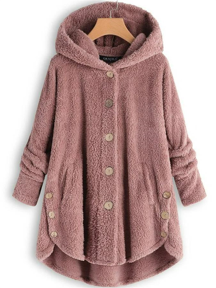 Women's Fleece Jacket Pullover Sherpa Fleece Teddy Zip Up Front Pocket claret turmeric Black Solid Color Street Hoodie Long Sleeve Fleece S M L XL XXL 3XL