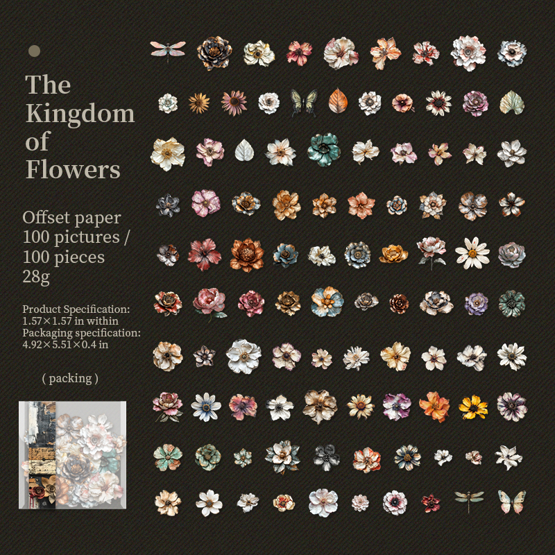 Sticker - The Kingdom of Flower Series Vintage Floral 