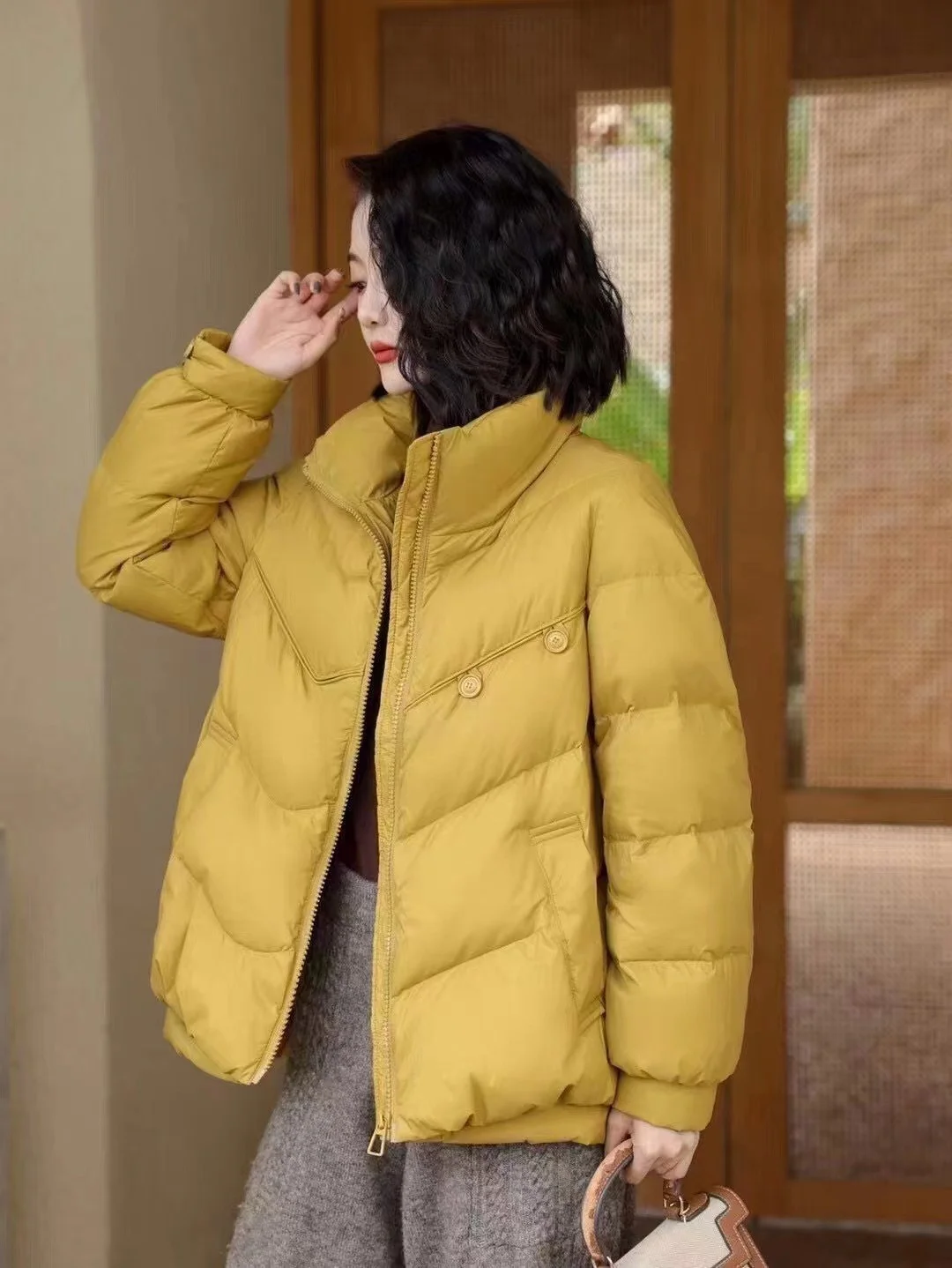Woherb Temperament Dish Buckle Chinese Wind Down Jacket Short Cover Fart Show Thin Cover Meat Down Jacket White Duck Down Female Thick Coat Tide-Outfit Ideas